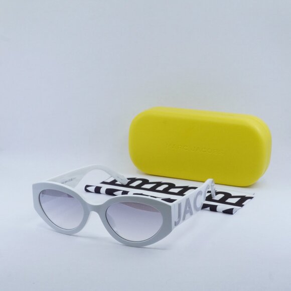Marc Jacobs MARC694/G/S 0HYMIC Oval Sunglasses - White/Grey/Grey Mirror - Picture 11 of 11